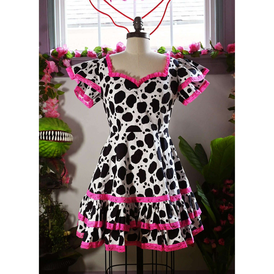Adelaide Mini Swing dress in Bessie Moo print