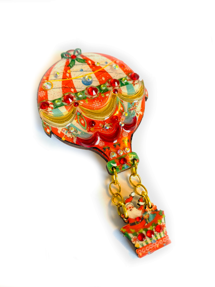 Christmas Hot Air Balloon Brooch by Rosie Rose Parker
