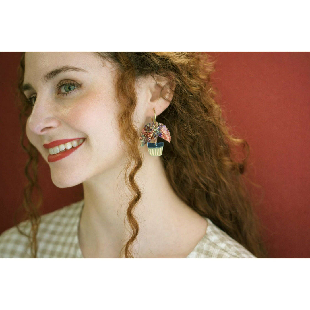 Alocasia Elephant Ear Plant Hoop Earrings – view 2