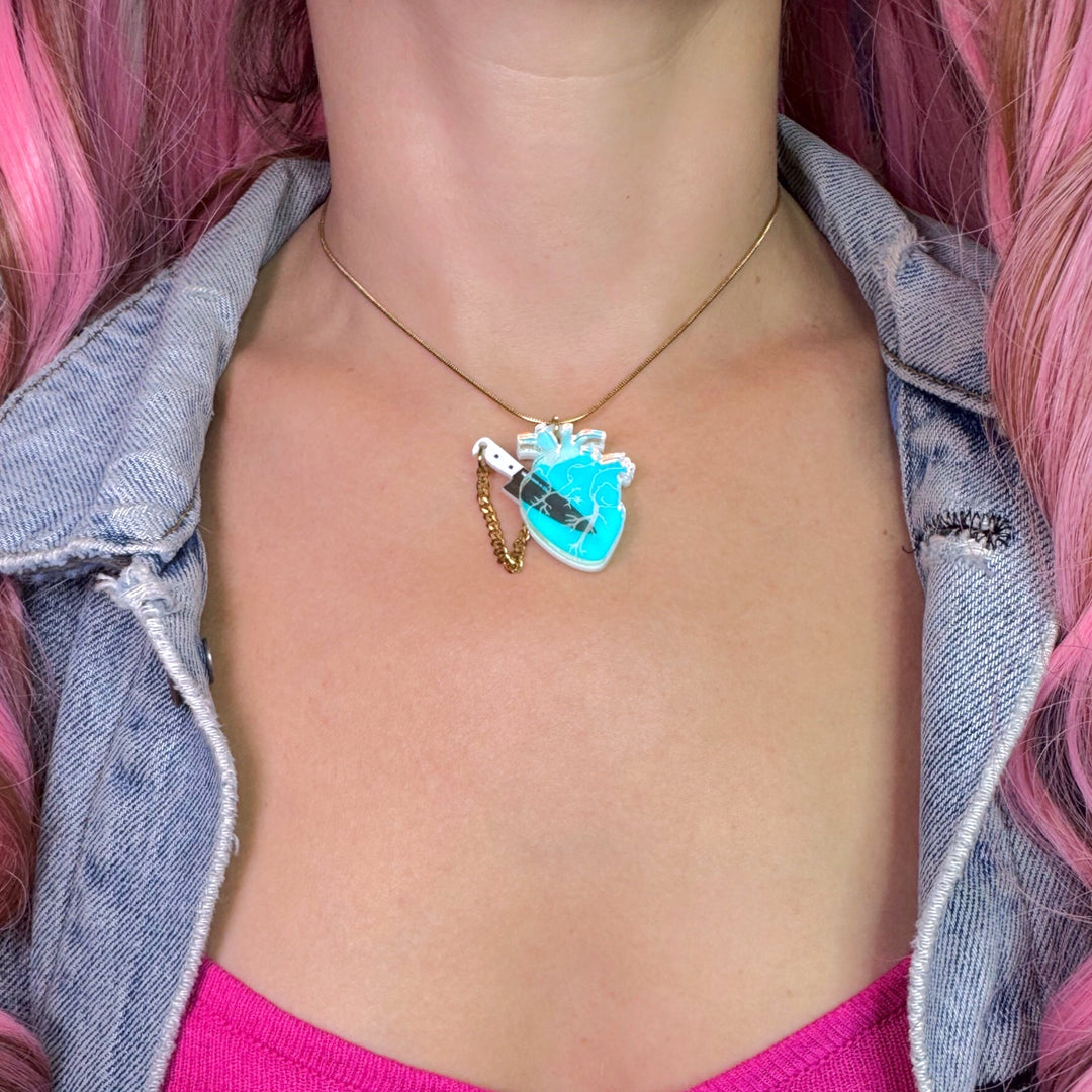 Last Chance! Chopped Heart Necklace - Dreamy Iridescent