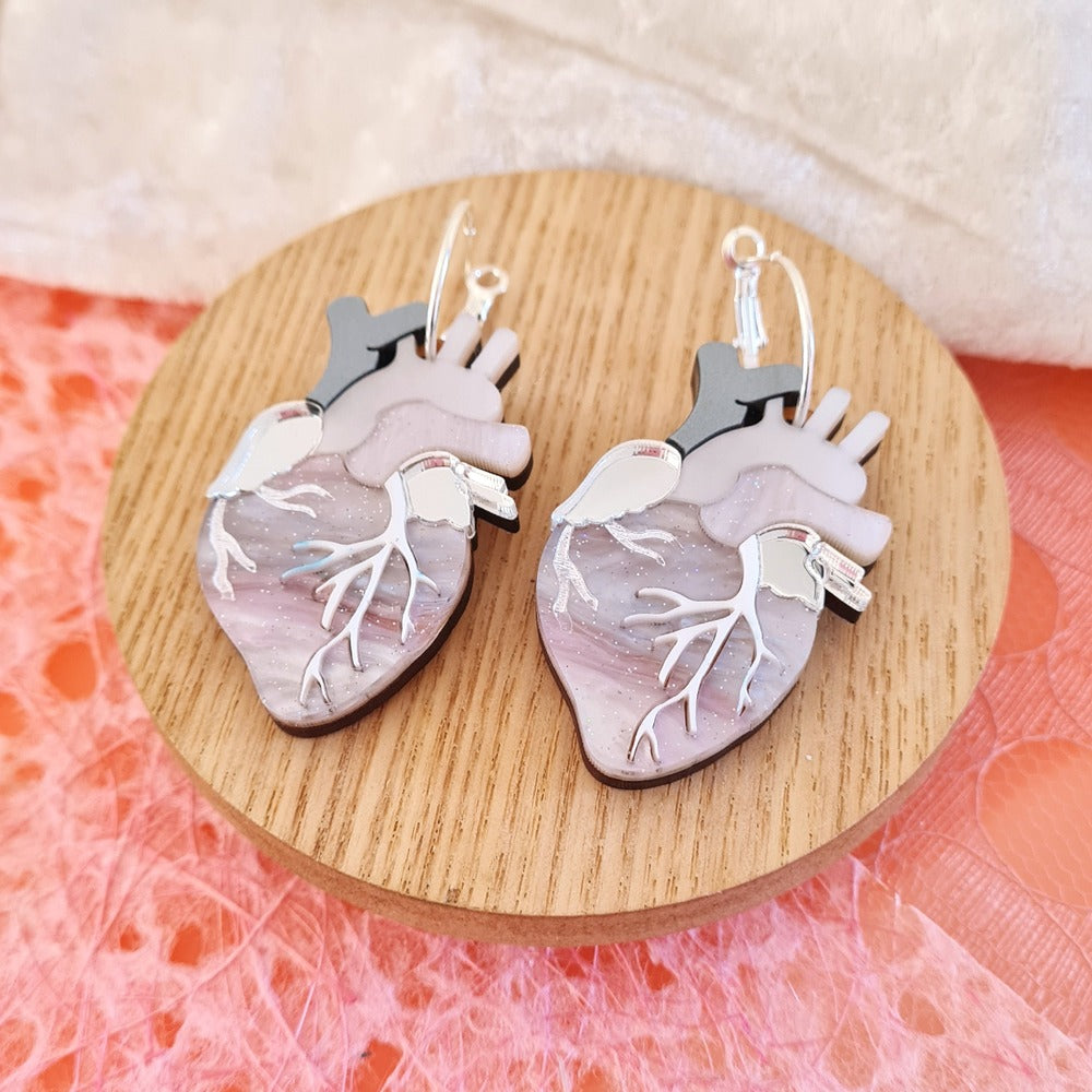 Anatomical Heart Statement Hoop Earrings by Cherryloco Jewellery 6
