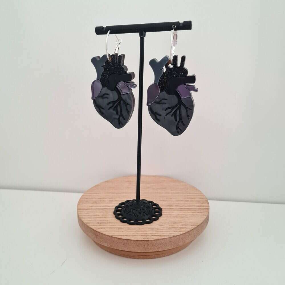 Anatomical Heart Statement Hoop Earrings by Cherryloco Jewellery 3