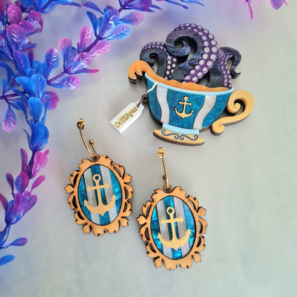Anchor Cameo Earrings by Cherryloco Jewellery 2
