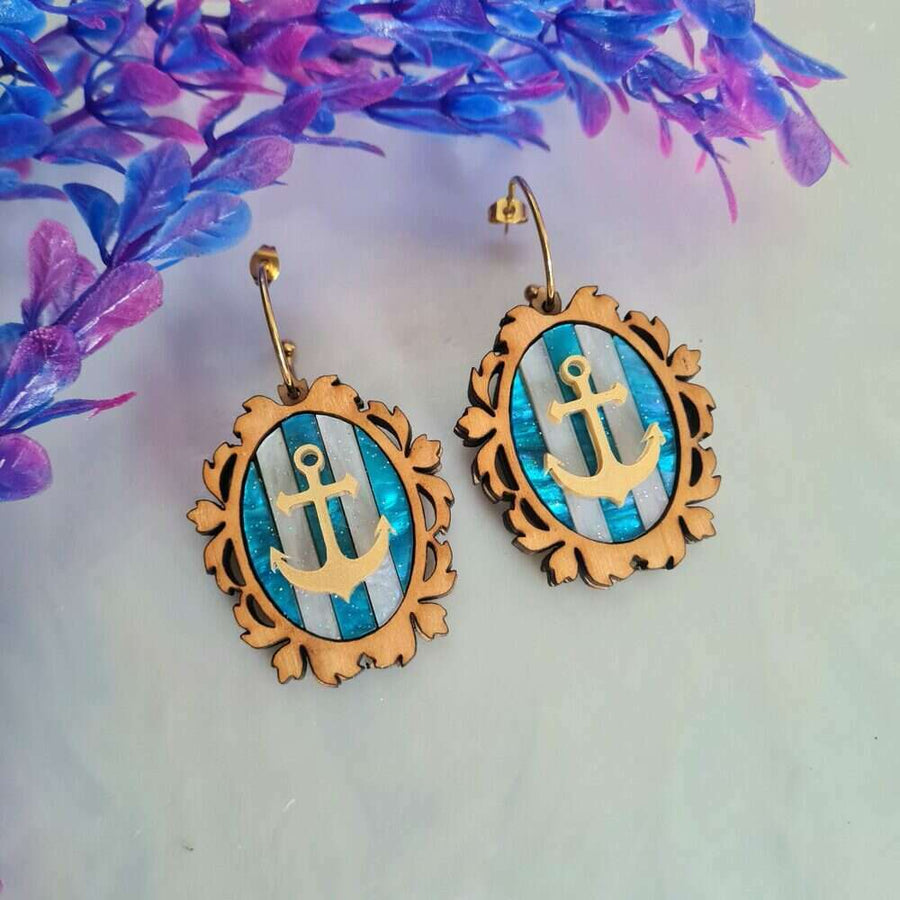 Anchor Cameo Earrings by Cherryloco Jewellery