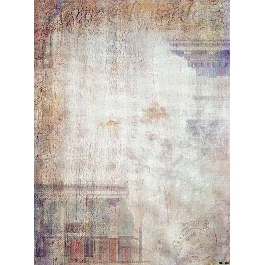 Antique Window Designer Printed AIDA Fabric. Canvas for embroidery with an applied background  KF-1285A
