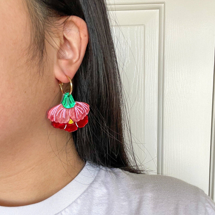 Carnation Handmade Acrylic Dangle Earrings