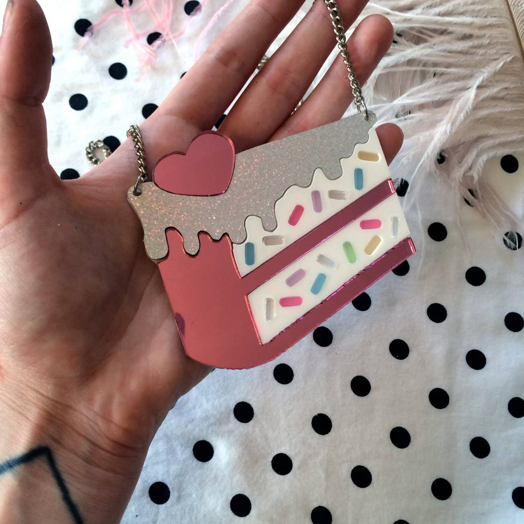 Funfetti Slice Of Cake Acrylic Statement Necklace