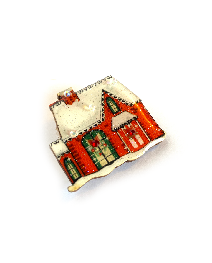 Christmas House Brooch by Rosie Rose Parker