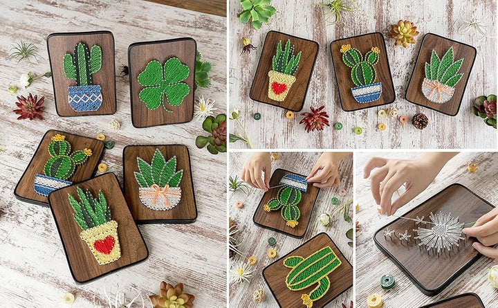 String Art DIY Kit - Cactus. Wizardi Craft Kit F07-M12-3-DH5012