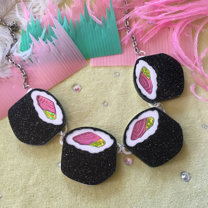 Glitter Sushi Roll Statement Necklace