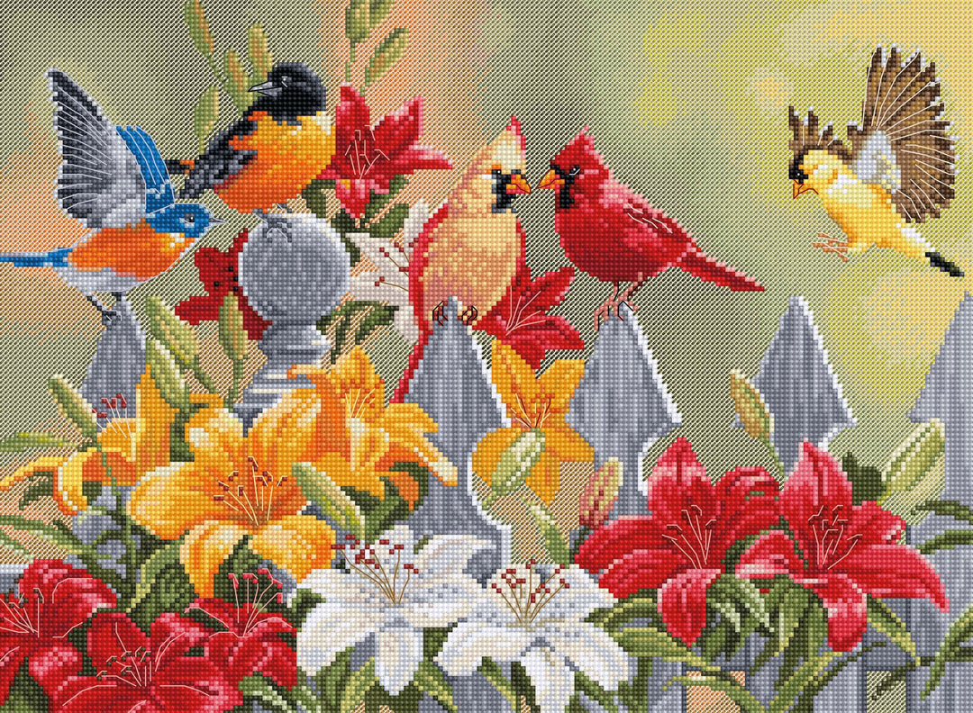 Backyard Birds with Daylilies BU5024L Counted Cross-Stitch Kit