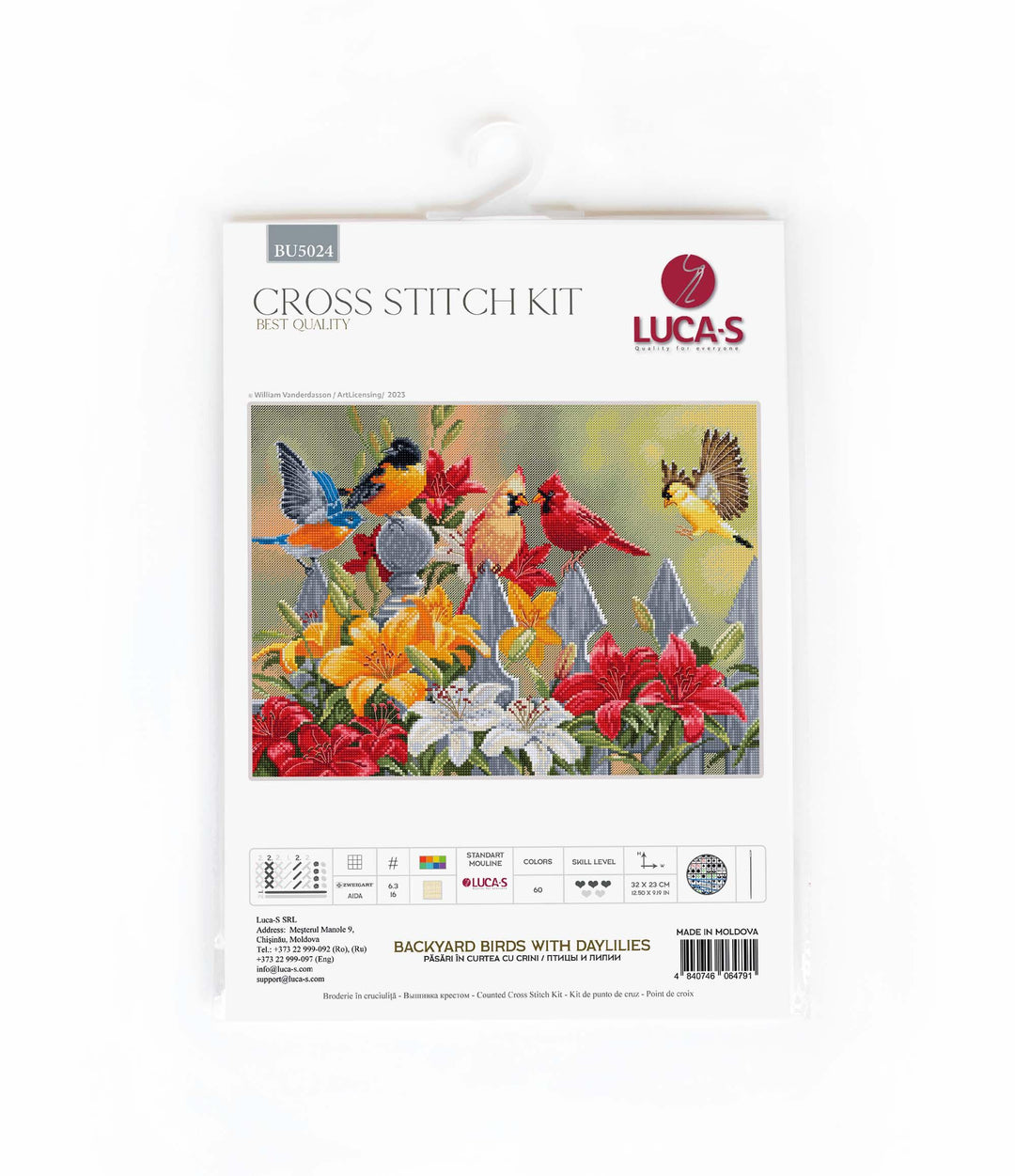 Backyard Birds with Daylilies BU5024L Counted Cross-Stitch Kit