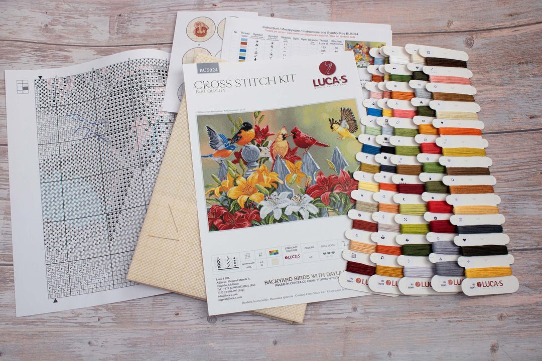 Backyard Birds with Daylilies BU5024L Counted Cross-Stitch Kit