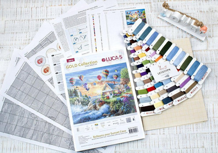 Balloons over Sunset Cove B614L Counted Cross-Stitch Kit
