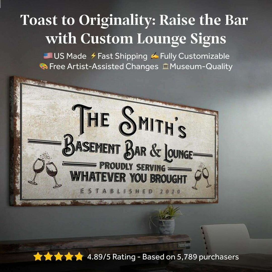 Basement Bar And Lounge Sign X