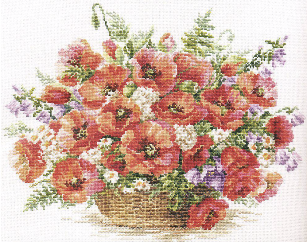 Basket of Poppies 2-28 Counted Cross-Stitch Kit