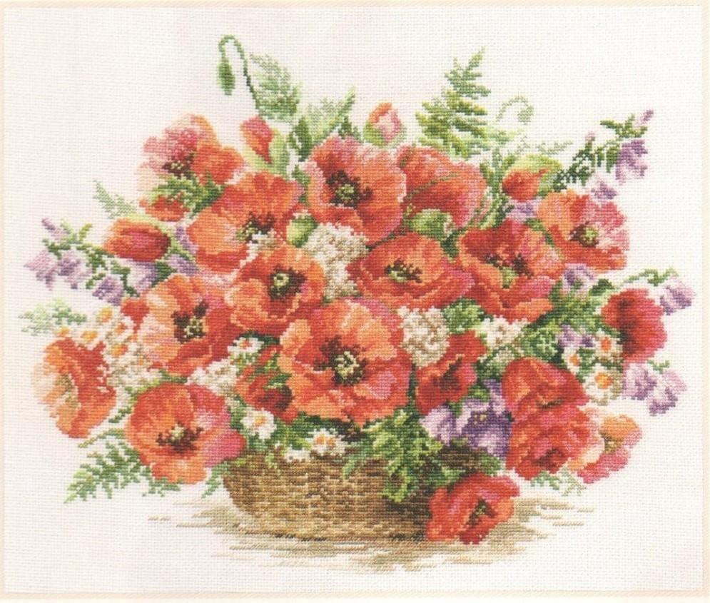 Basket of Poppies 2-28 Counted Cross-Stitch Kit