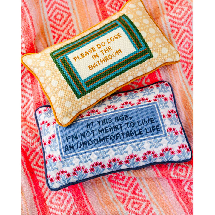 Bathroom Etiquette Needlepoint Pillow