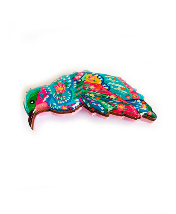 Beautiful Illustrated Bird Brooch by Rosie Rose Parker
