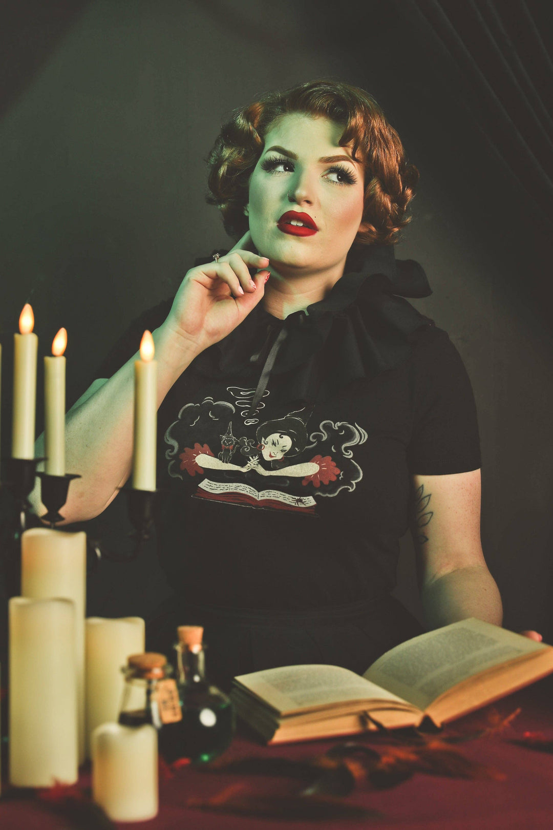 Witch Bible Fitted Tee in Black - SMALL