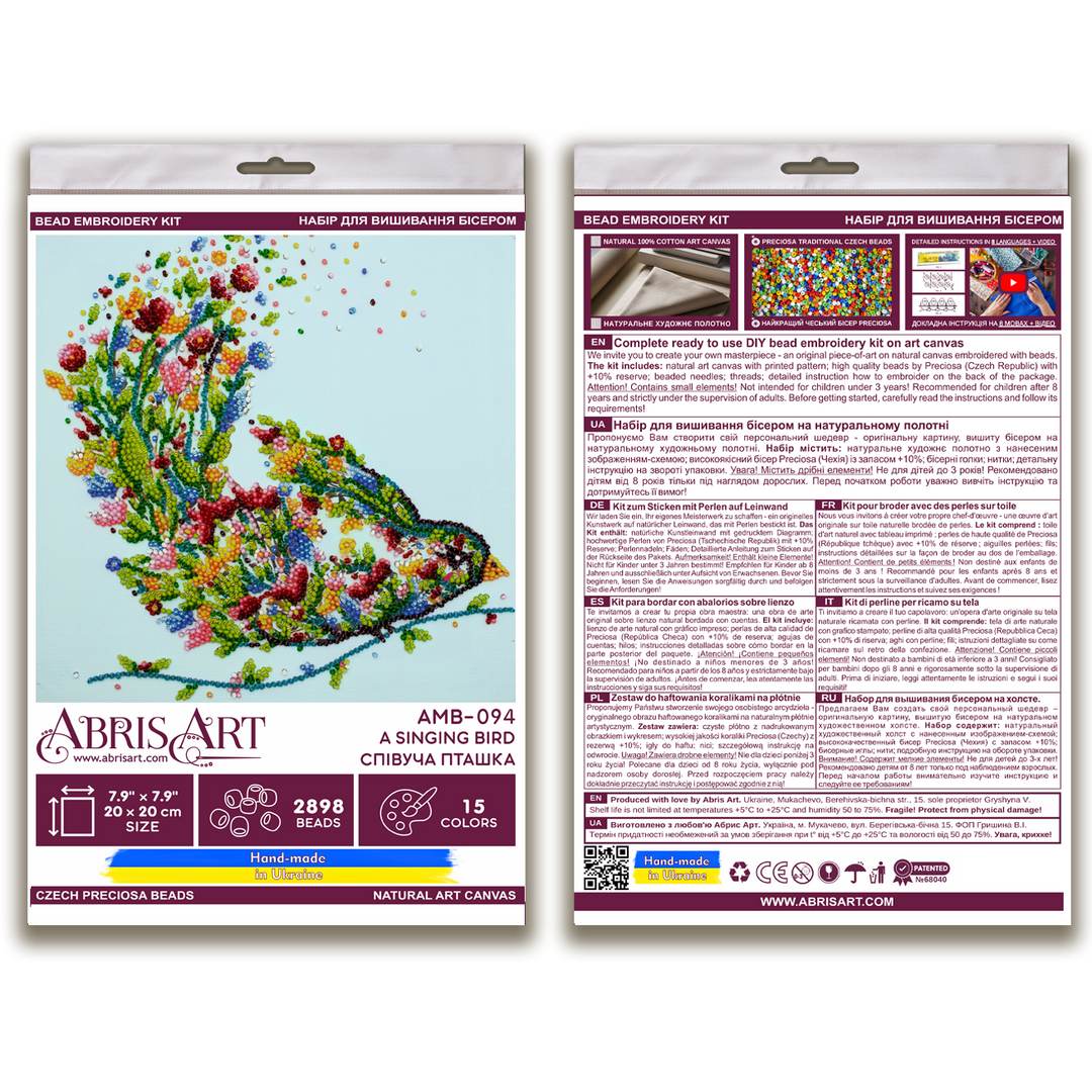Bead embroidery kit - A singing bird AMB-094