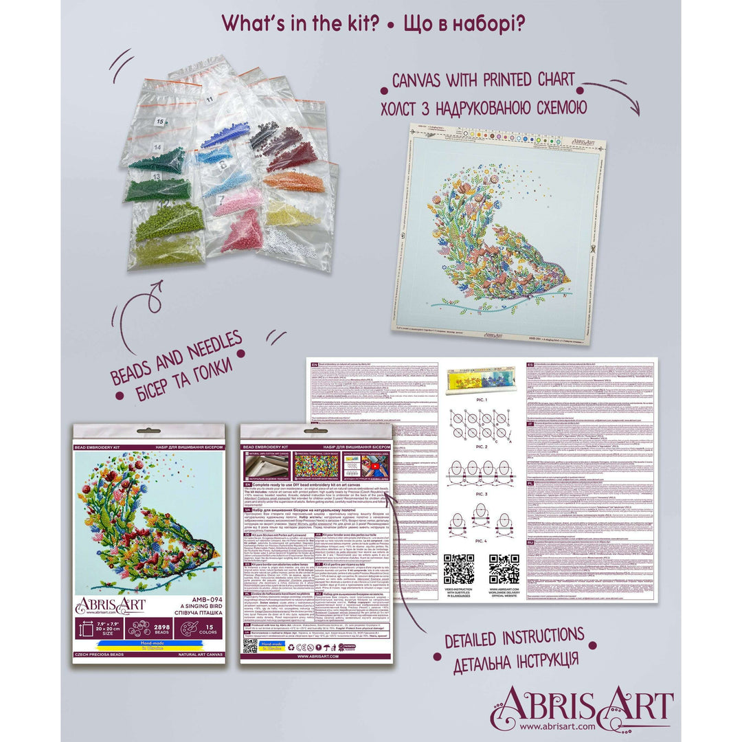 Bead embroidery kit - A singing bird AMB-094