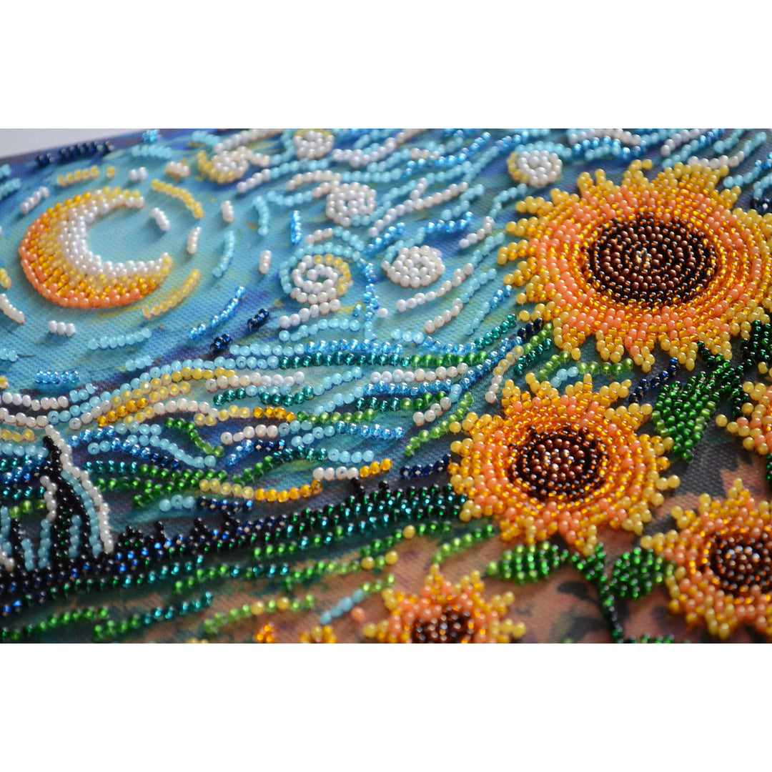 Bead embroidery kit - Sunflowers in night's embrace AMB-111