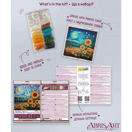 Bead embroidery kit - Sunflowers in night's embrace AMB-111
