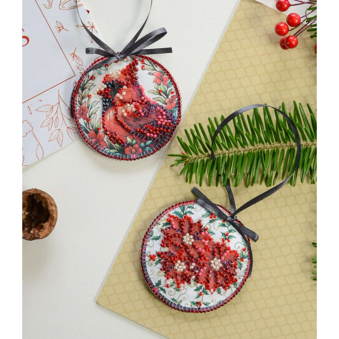 Bead Embroidery Kit Decoration - Red cardinal ABT-035