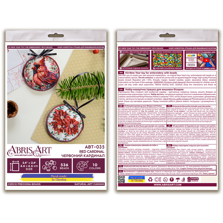 Bead Embroidery Kit Decoration - Red cardinal ABT-035