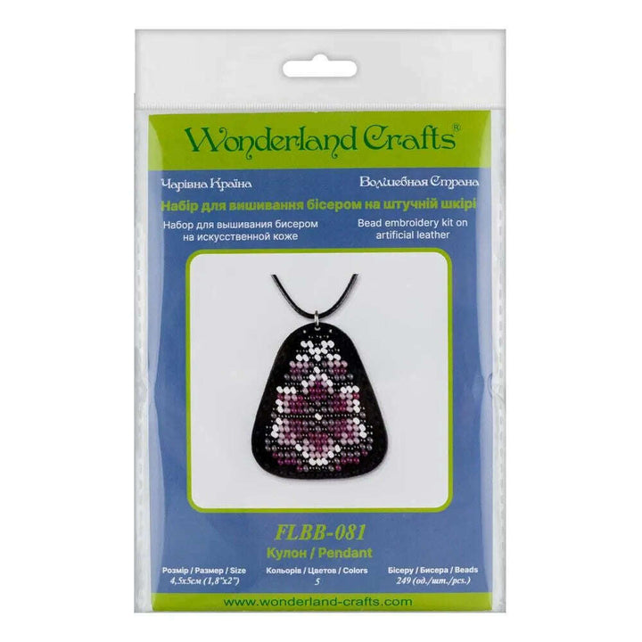 Bead embroidery kit on artificial leather Pendant  FLBB-081