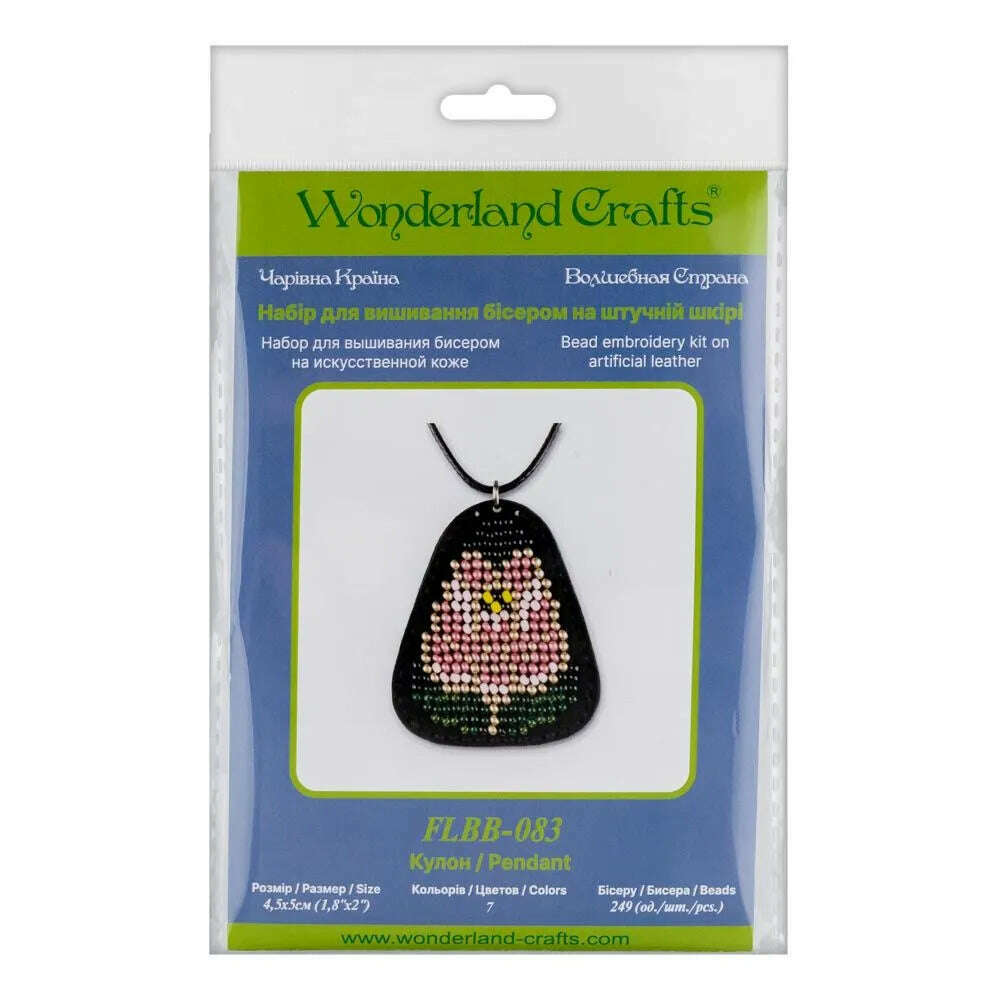 Bead embroidery kit on artificial leather Pendant  FLBB-083
