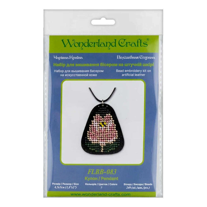 Bead embroidery kit on artificial leather Pendant  FLBB-083