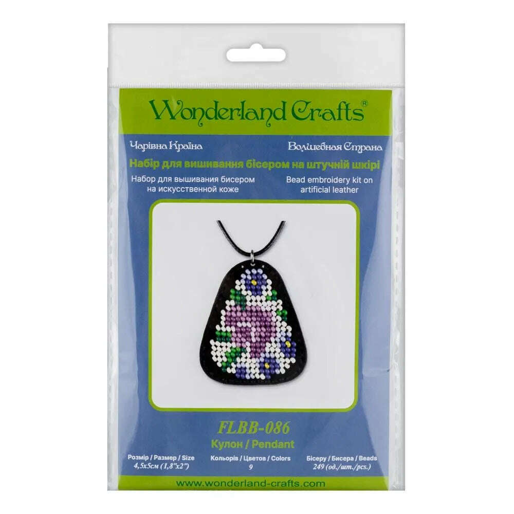 Bead embroidery kit on artificial leather Pendant  FLBB-086
