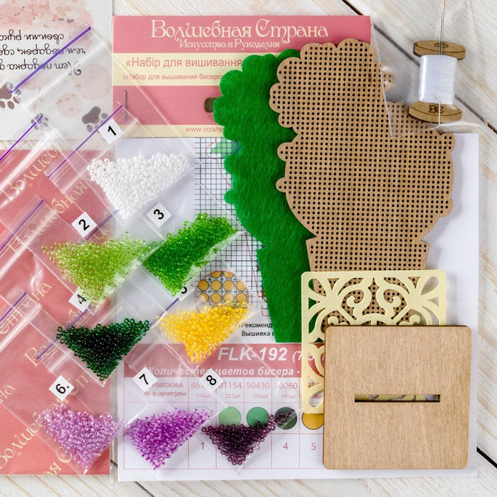 Bead embroidery kit on wood FLK-192