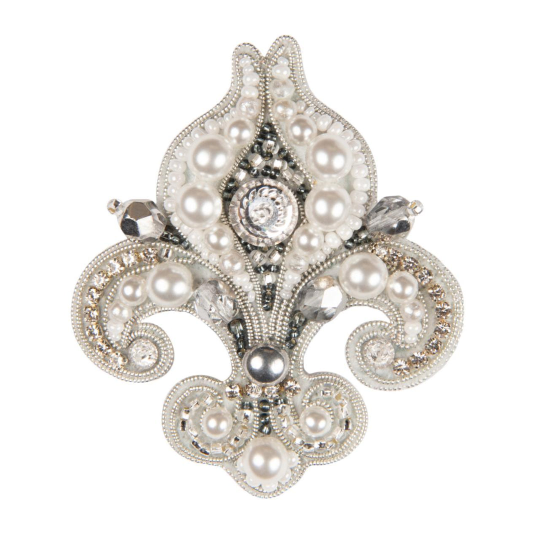 Beadwork kit for creating brooch Crystal Art Heraldic lily BP-337C