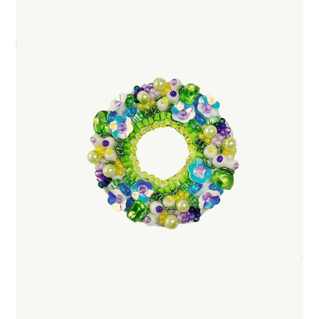 Beadwork kit for creating brooch Crystal Art Spring wreath BP-364C