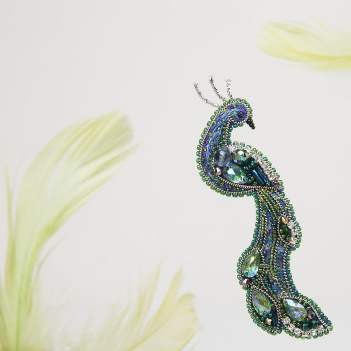 Beadwork kit for creating bro–æch Crystal Art The Bird of Happiness BP-302C