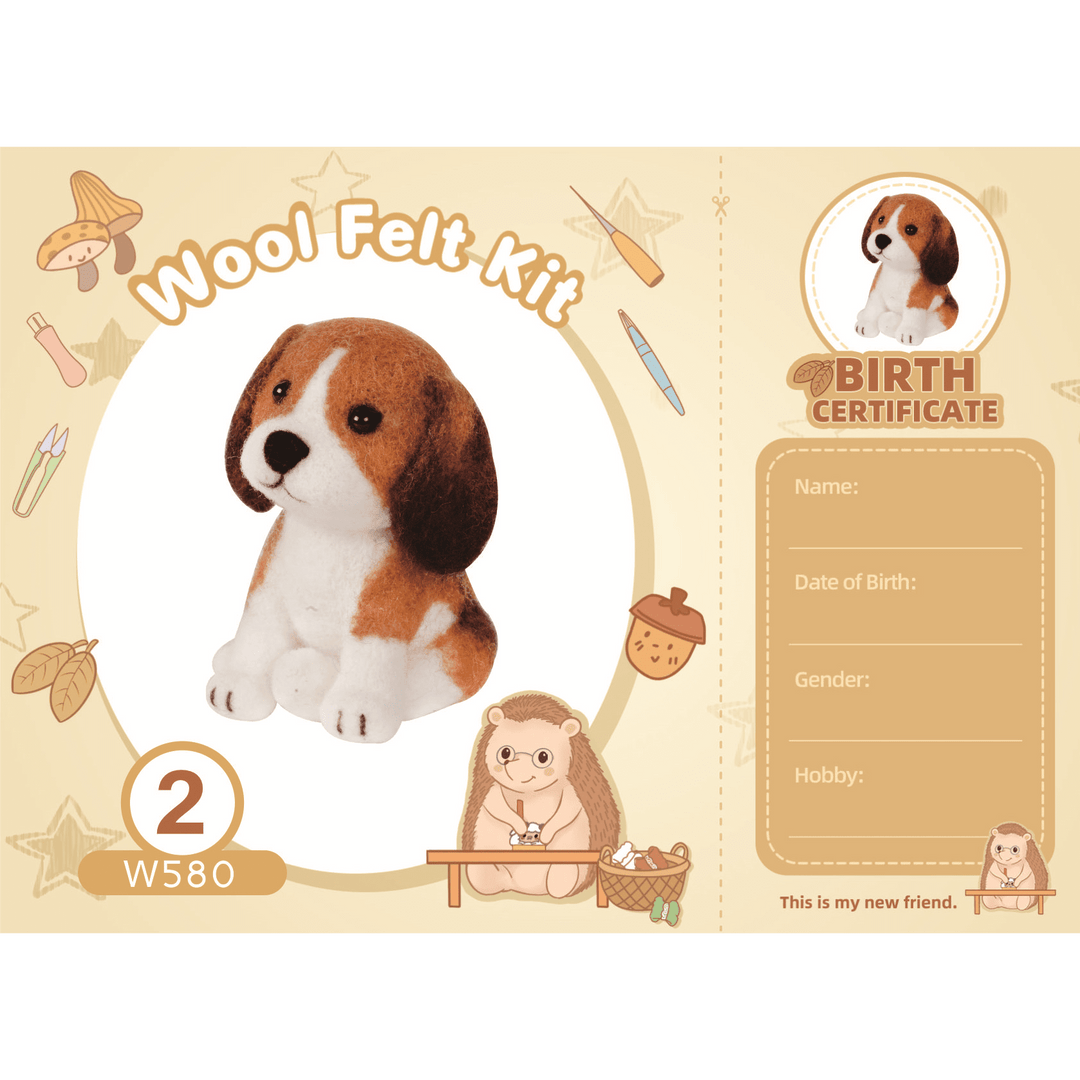 Beagle Needle Felting Kit. Wizardi DIY Wool Craft Kit F07N8-W548-N2