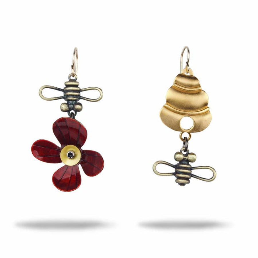 Bee Line Earrings (Red) by Faire 