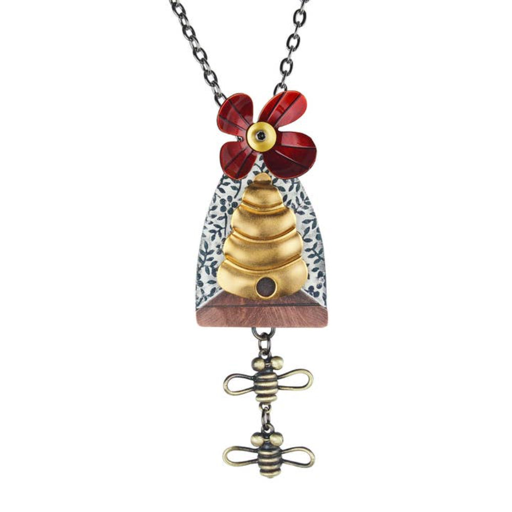 Bee Line Necklace (Red) by Faire 