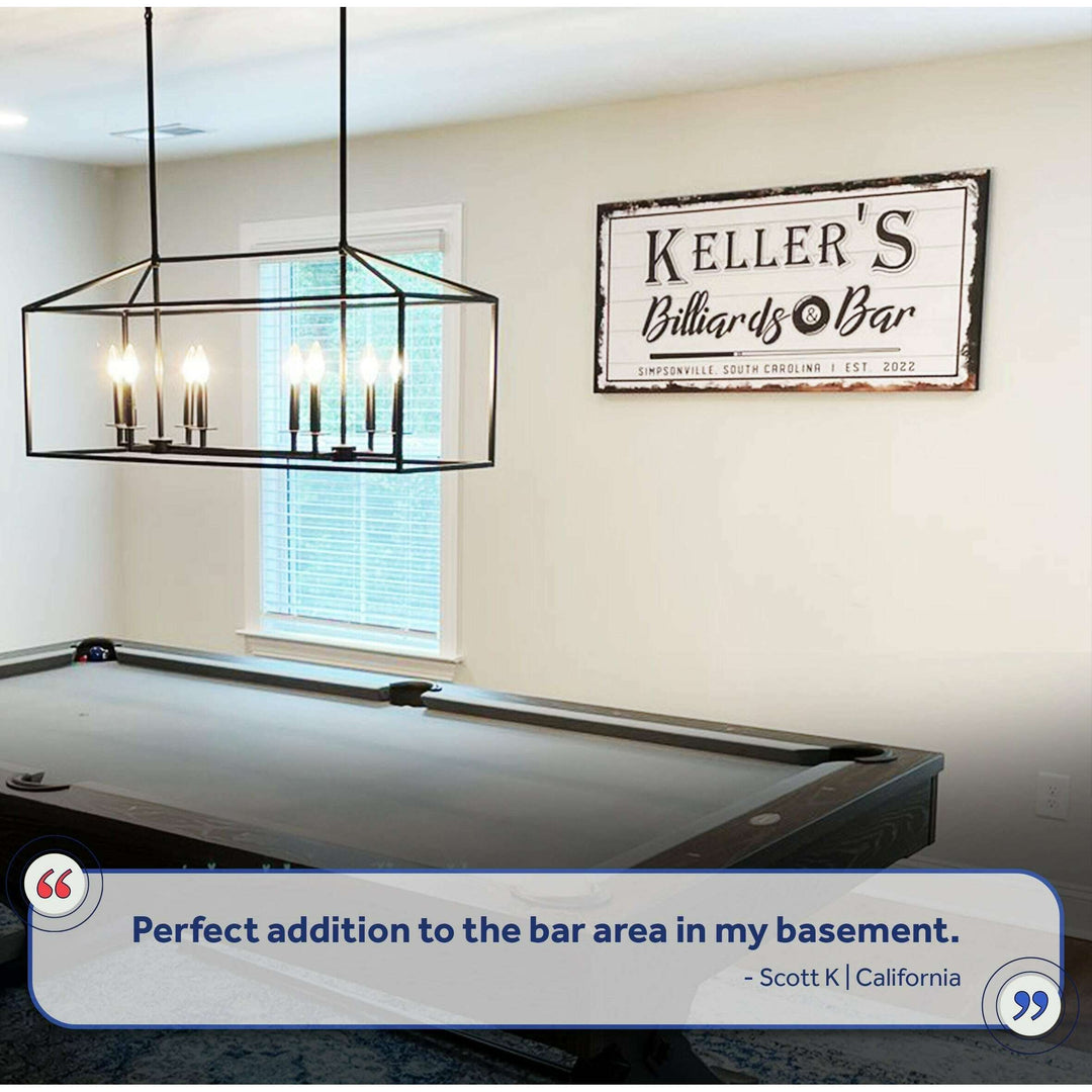 Billiards And Bar Sign