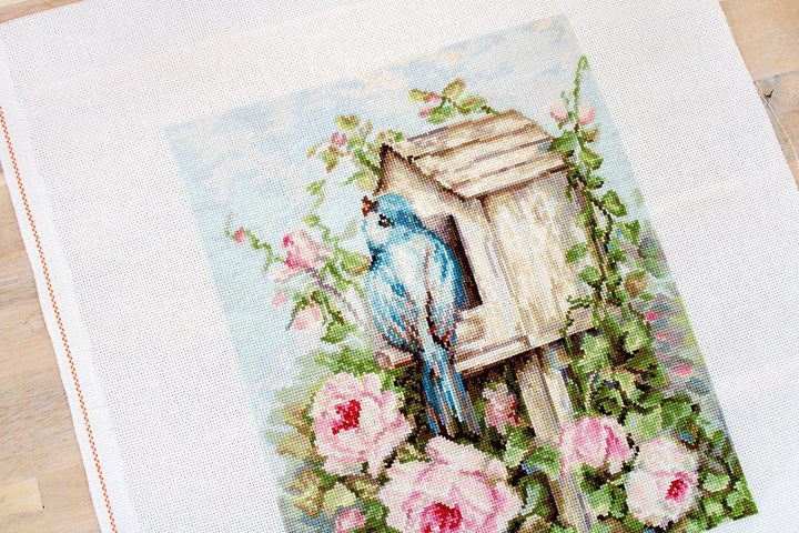 Bird House & Roses B2352L Counted Cross-Stitch Kit