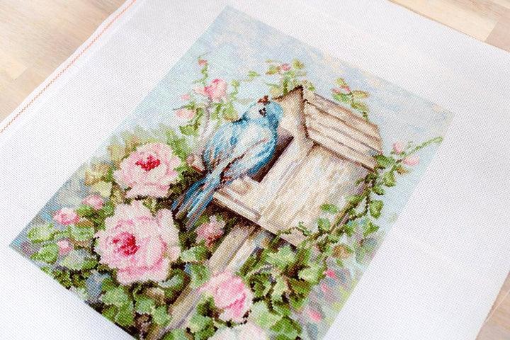 Bird House & Roses B2352L Counted Cross-Stitch Kit