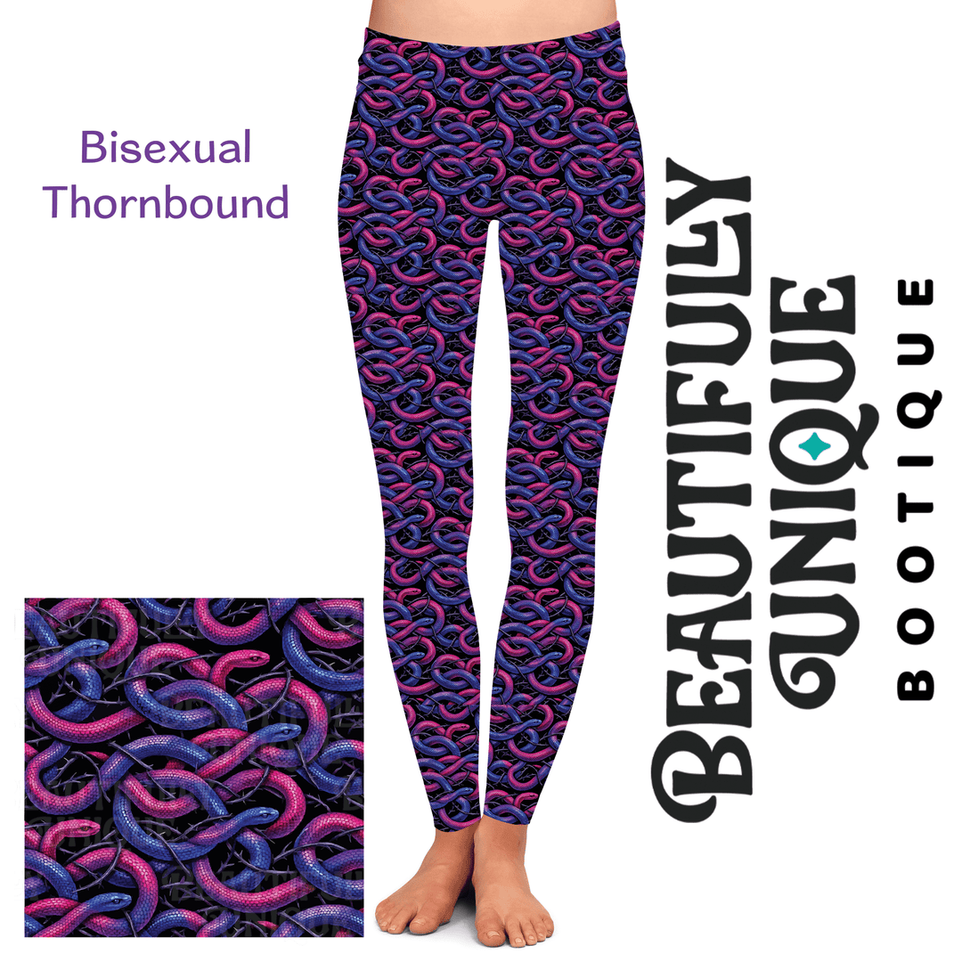 Bisexual Thornbound Exclusive Leggings - High-quality Handcrafted Vibrant LGBTQ+ Pride