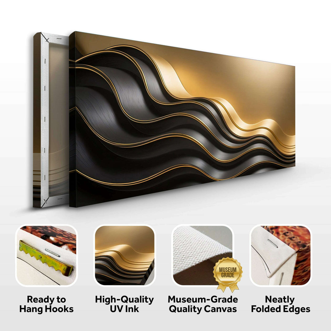 Black and Gold Minimalist Abstract Wall Art IV