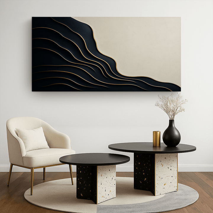 Black and Gold Minimalist Abstract Wall Art