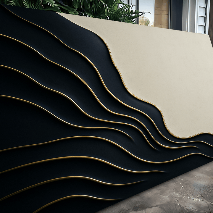 Black and Gold Minimalist Abstract Wall Art