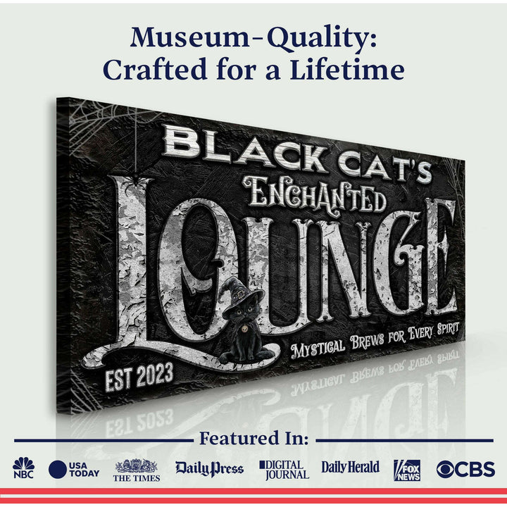 Black Cat's Enchanted Lounge Halloween Sign