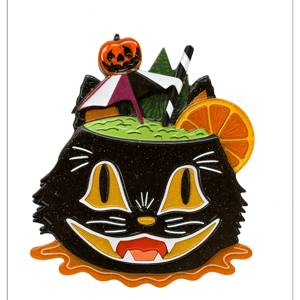 Black Magic Halloween Tiki Brooch by Carrie Hudson x Lipstick & Chrome – view 2